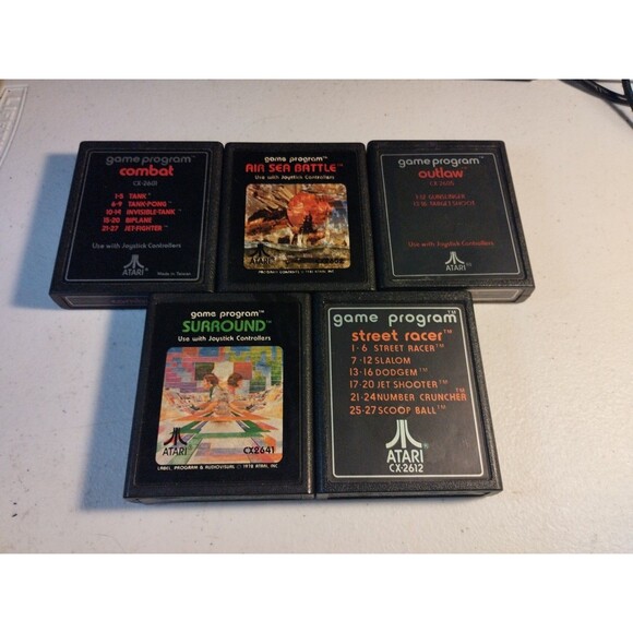 Atari 2600 Lot Of 5 Games - Tested & Work - Street Racer, Outlaw, Air Sea Battle - Picture 1 of 3